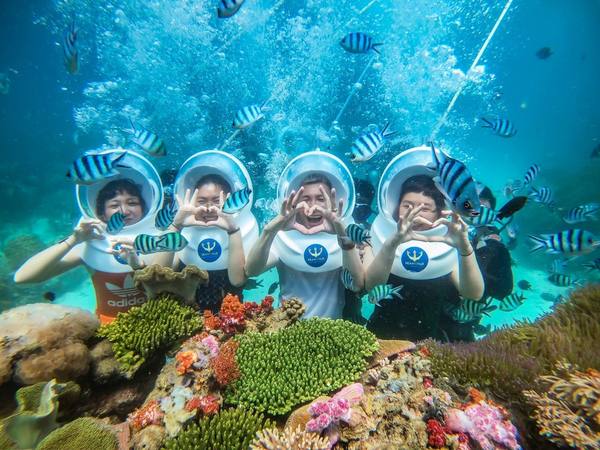 Đi bộ dưới biển Seawalker tại du thuyền san hô Namaste